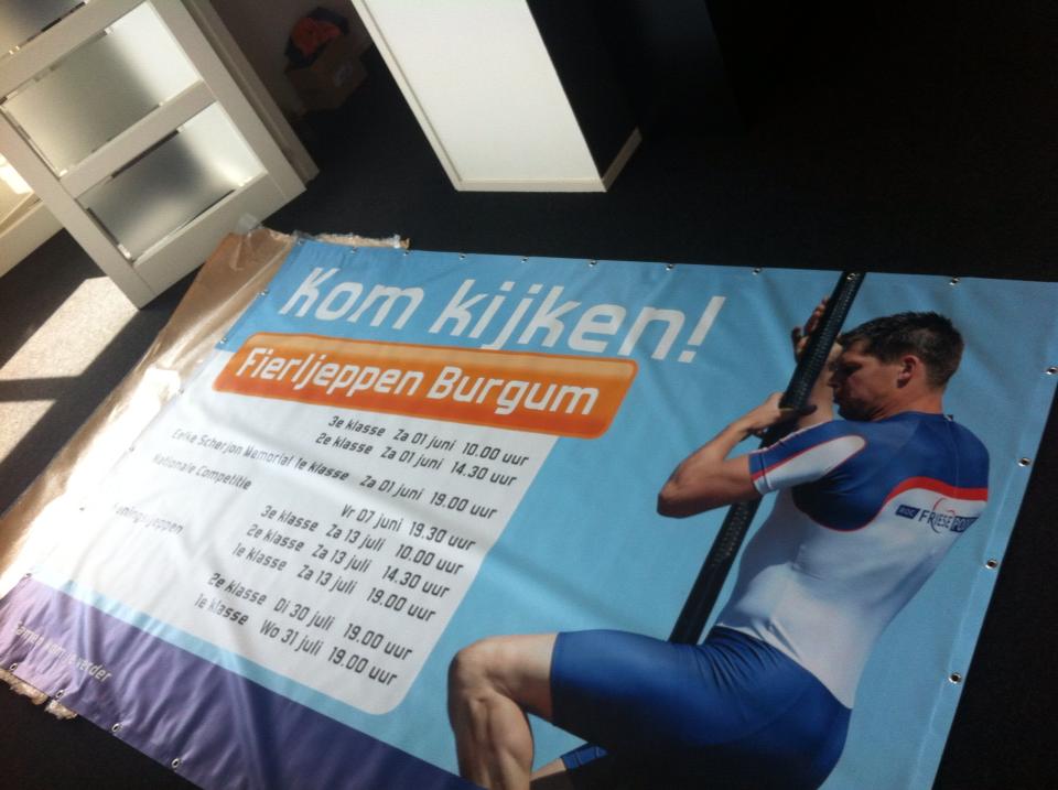 reclamebord Fierljeppen Burgum - Van der Meer Reklame Burgum